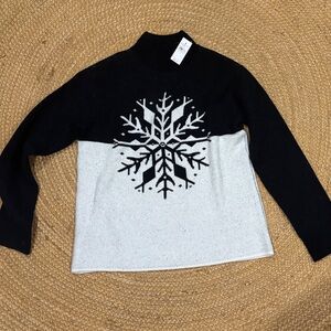 LOFT Outlet Black and White Turtleneck Sweater
